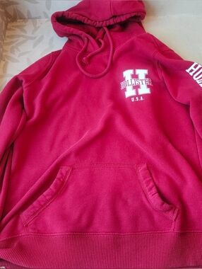 Hollister Hot Pink Pullover Hoodie with White Logo